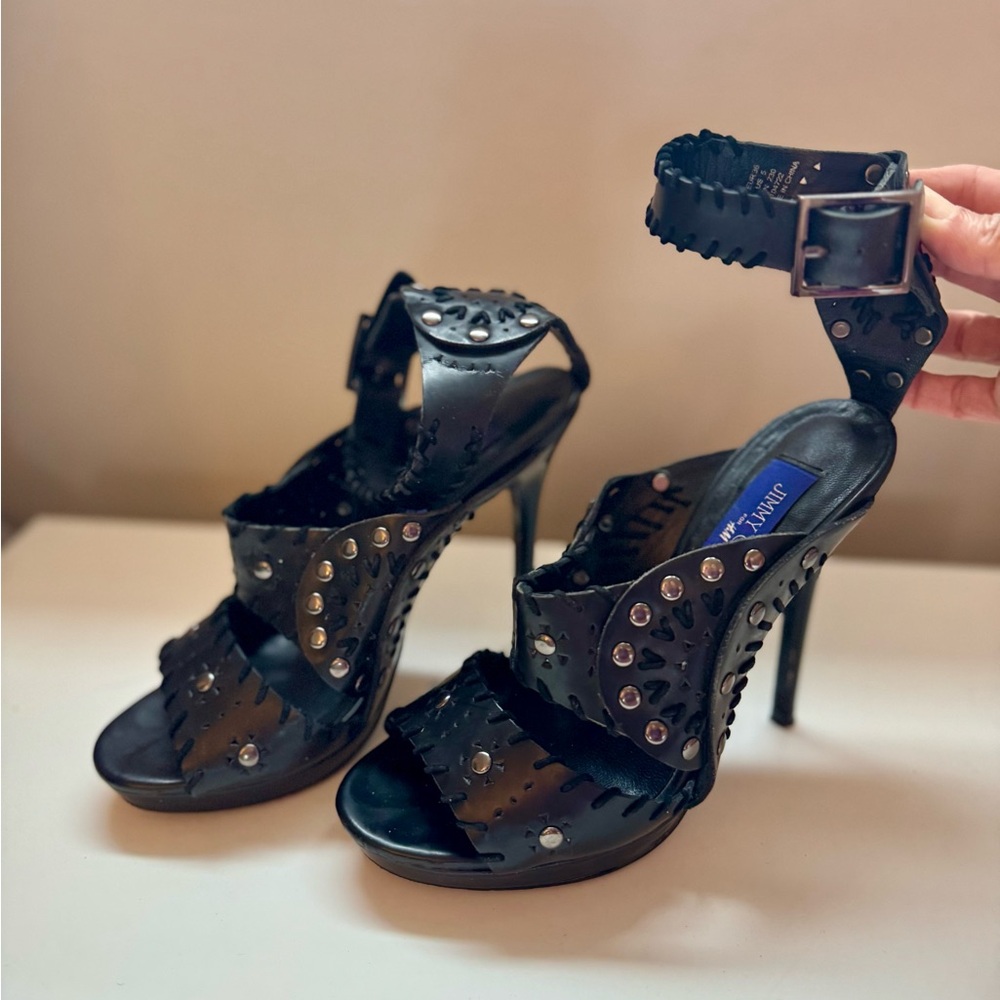 Jimmy Choo Black Studded Leather Heels – Size 36 / US 6